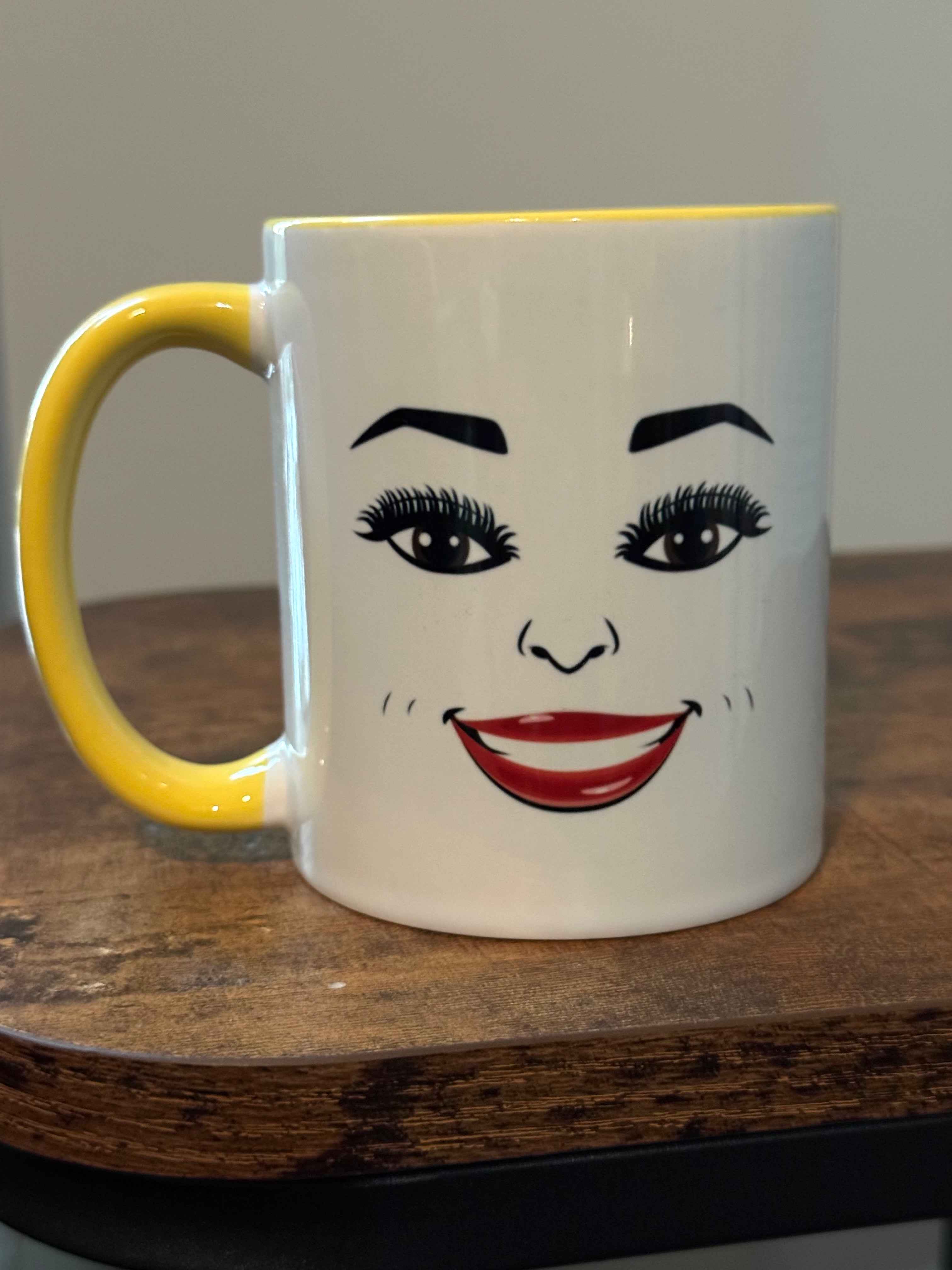 MoodieTudes™ Radiant mug, lifestyle view of face visible