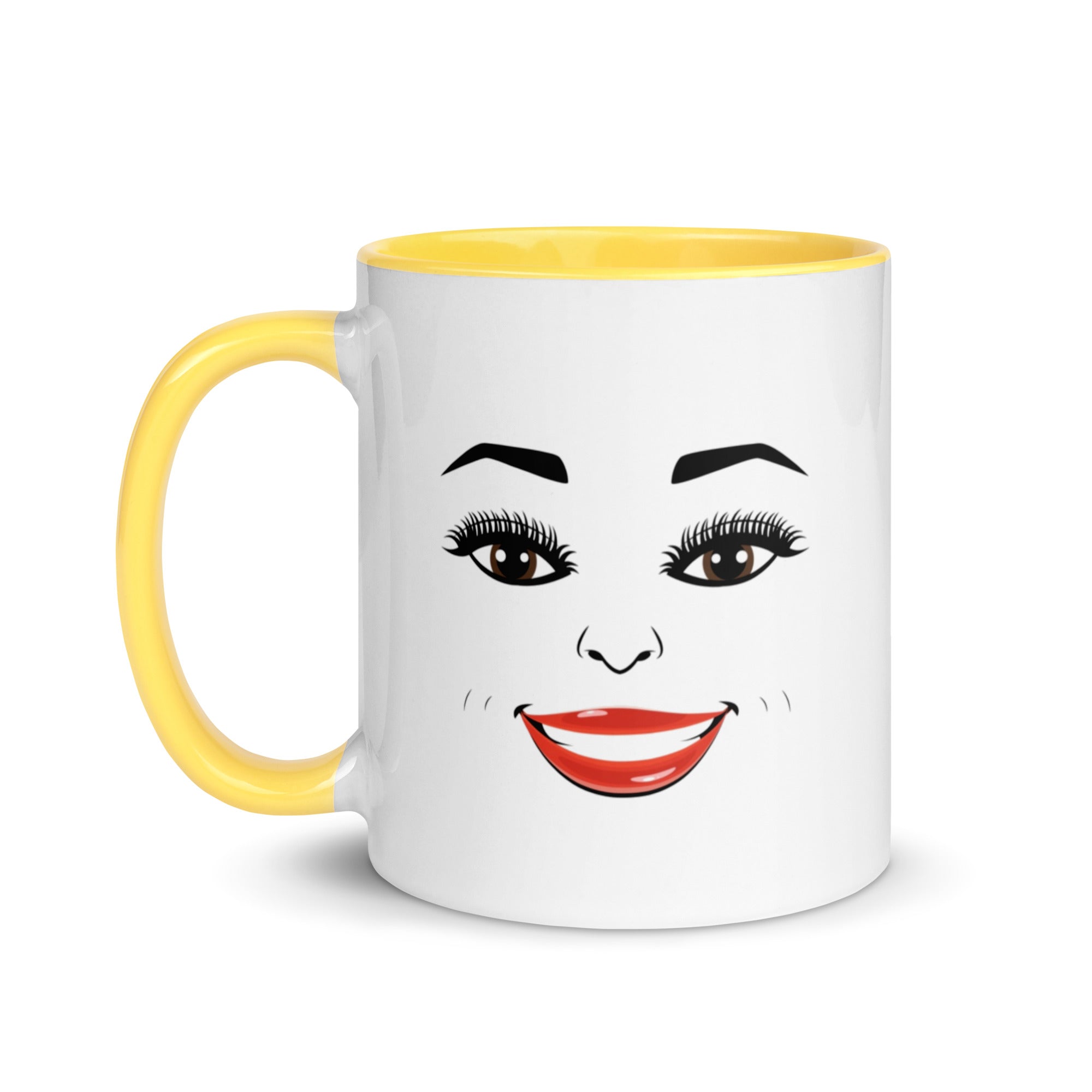MoodieTudes™ Radiant mug with yellow handle and interior, front face design
